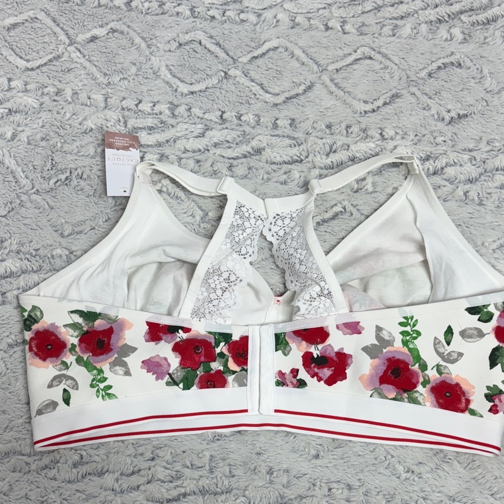 Cacique Unlined full coverage no wire floral bra 48DDD - Picture 2 of 6